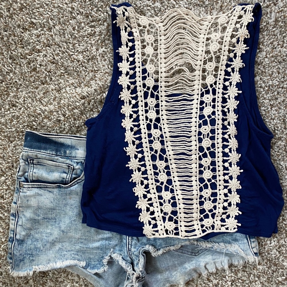Charlotte Russe Laced Back Crop - Size M
